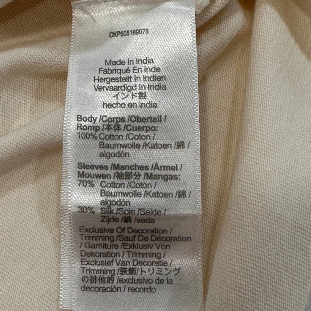 Madewell Smocked Puff Sleeve Mixed‎ Media Top Womens XS Cream Silk Blend | Boho
